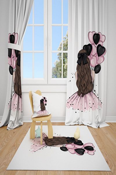 dekomingo BABY GIRL AND CHILDREN'S ROOM FON 2 WINGS WITH PINK BALLON ROTATING THE BACK