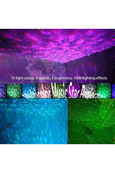 fulina Dynamic Projection Night Light with Remote Control Bluetooth Speaker, Multiple Colours,for Bedroom