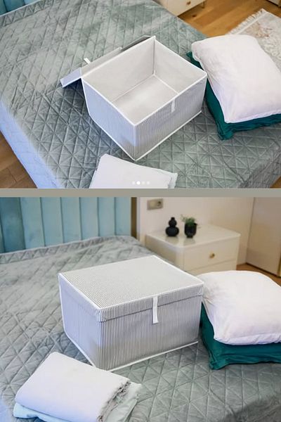 Flora Maxi Box Scrap, Bed Sheet Pillow Clothes Closet Organizer Cardboard Backed (50x40cm) 2 Pieces Gray