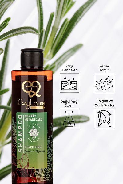 EvyLaure Ginger and Rosemary Extract Shampoo - Purifying & Revitalizing Botanicals - 225 ml