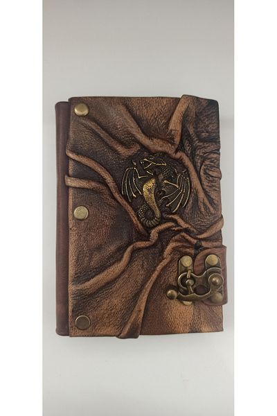 MATRUŞKA DERİ SANAT TASARIM Handmade Real Leather Hardcover Diary Notebook (Medium Size)