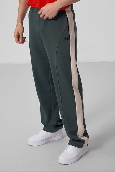 TOMMY LIFE Ανδρικό παντελόνι Palazzo με υφή επιφάνειας Khaki - 82171
