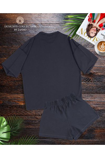 JANSO GROUP -Women's Balance Short Sleeve Tshirt-Shorts Set 2 Pieces Large Size Oversize