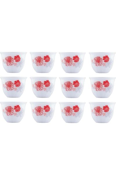 ALSAIF Java Cup Set 12 Pieces By Al Saif, White/red, Size: L, K65173/2/l