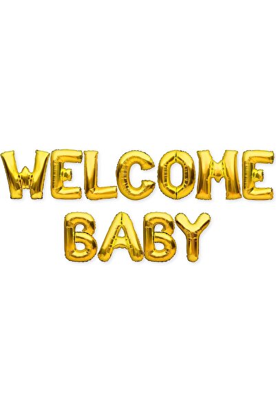 Flippy Metallic Foil Balloon Set "Welcome Baby" Letter 40 cm, Gold
