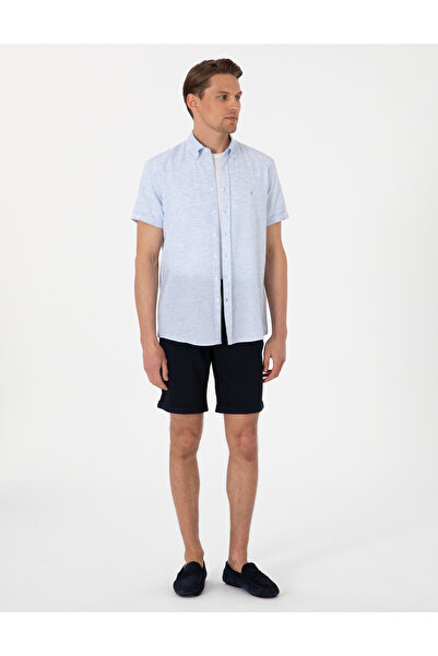 Pierre Cardin Lacivert Slim Fit Beli Lastikli Bağcıklı Dokuma Şort 50305677-VR033