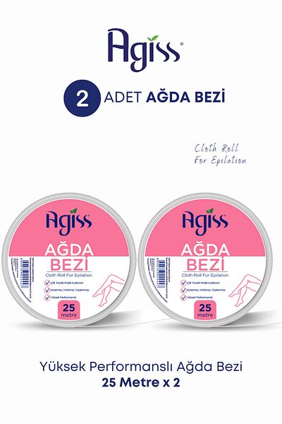 AGISS 25 Meters Waxing Application Cloth for All Skins Roll Shaped 25m Waxing Cloth 2 Pieces