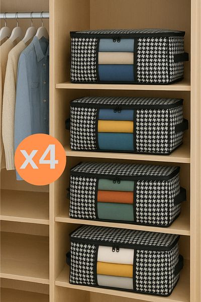 Formeya 4ks Luxusní víceúčelový organizér do skříně s okénkem Taška na ponožky 34 x 22 x 22 cm