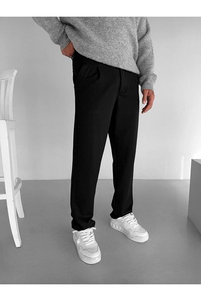 ablukaonline Men's Baggy Fit Elastic Waist Comfortable Trousers Black