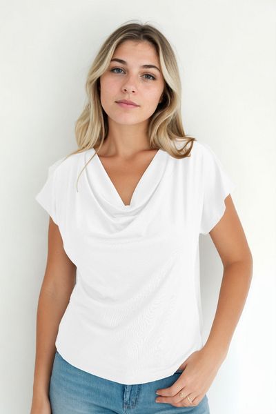 Vitrin Flounced Collar Draped Blouse