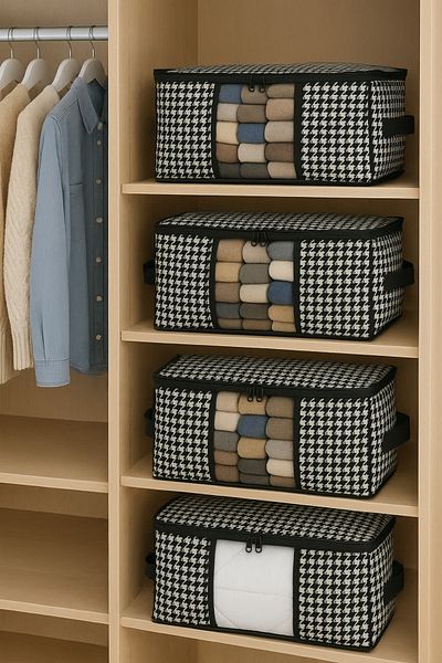 Formeya 4ks Luxusní víceúčelový organizér do skříně s okénkem Taška na ponožky 34 x 22 x 22 cm