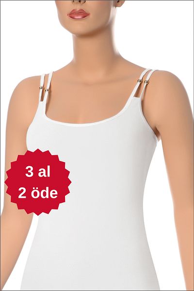 NİSYVE Women's Undershirt with Cotton Beaded Rope Strap