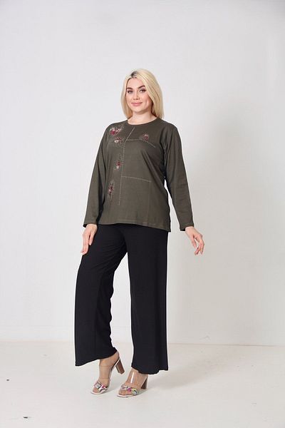 TRENDSE Mother Blouse Embroidered Plus Size Bead-stone Viscose Fabric