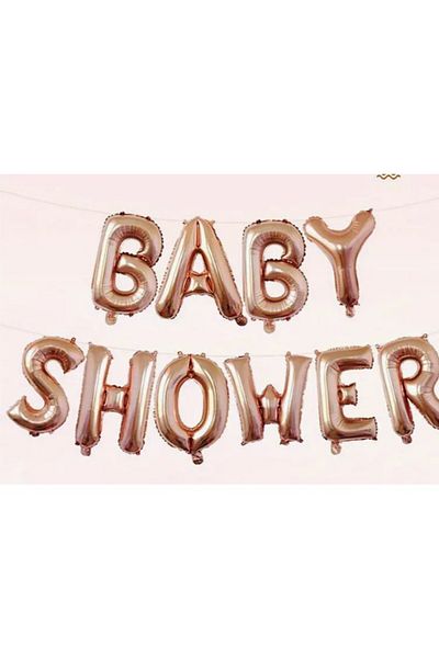 Flippy Baloane Decorative Baby Shower Litere de 40 cm, Baloane Party, Pai, Ata si Adeziv Incluse, Rose Gold