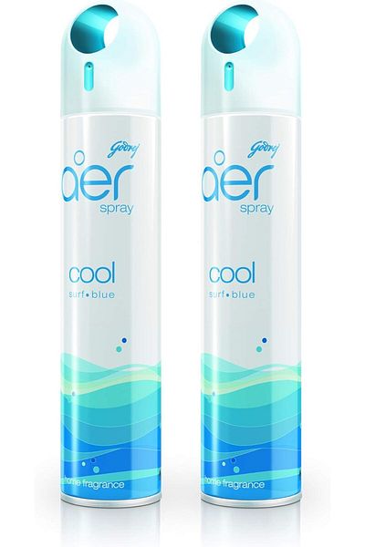 AER Godrej aer Spray, Home and Office Air Freshener - Cool Surf Blue, 300 ml (Pack of 2)