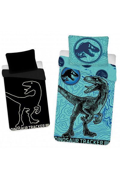 JURASSIC WORLD Set lenjerie de pat, Husa pilota, 140x200 cm, husa perna, 70x90 cm, Multicolor, Jurassic World