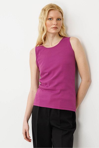 Desen Triko Tricou de damă cu gâtul în formă de camisole din bumbac
