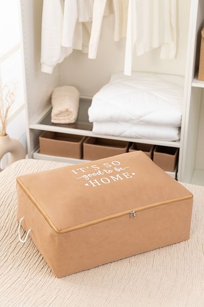REKHOME Set of 2 Beige Large Size under Bed Sofa Bed Type Pillow Quilt Sweater Organizer Clothing Storage 62X46X22