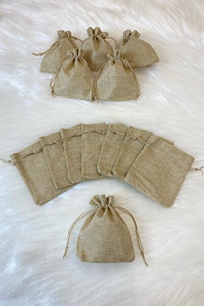 ZEYMERADE Jüt Hasır Çuval Kese, Kına Çerez Altın Takı Hediye Bohça Kesesi, 50 Adet Ölçü 12x15cm