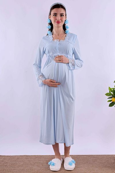 ByLohusa Effortt Blue Maternity Maternity Nightgown Byl 224042