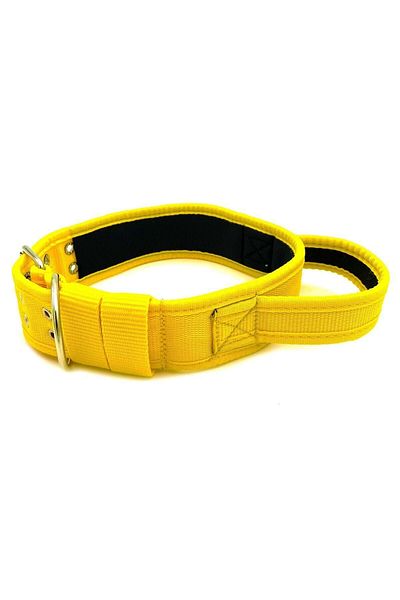 Tasma Market Soft Textured Column Dog Collar with Yellow Handles Dog Tactical Neck Collar