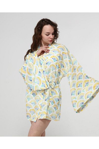 Bolder Naomi Yellow Geometric Pattern Kimono