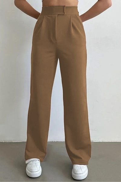 Bestenur Velcro Palazzo Παντελόνι 1353 - Ανοιχτό Καφέ