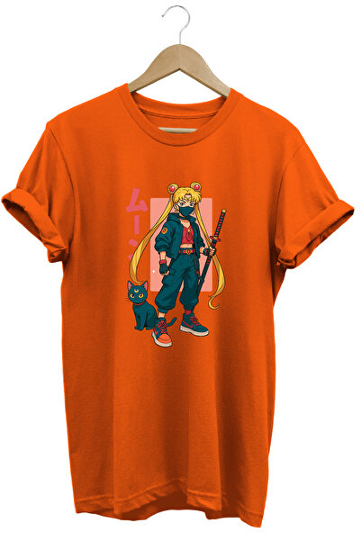 remonz Anime Sailor Moon Usagi Katana Štampano Ženska majica 100% pamuk Stand...