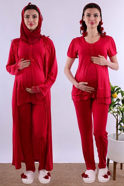ByLohusa Effortt Cherry Hijab Pregnant Maternity Pajama Set Byl2T80242