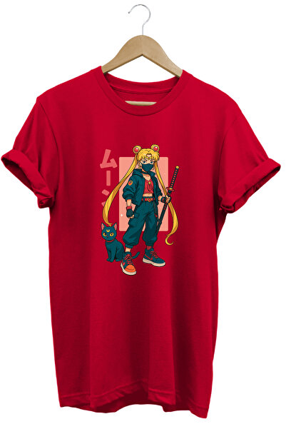 remonz Anime Sailor Moon Usagi Katana Štampano Ženska majica 100% pamuk Stand...