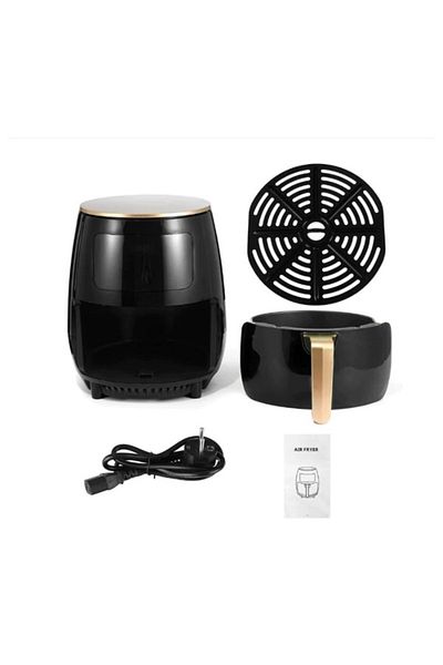 Depox Friteuză cu aer cald, 2400 W, capacitate 6 L, afișaj digital, control tactil LCD