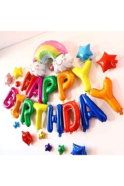 Flippy Baloane Happy Birthday, Litere de 40 cm, Baloane Party, Pai, Ata si Adeziv Incluse, Multicolor