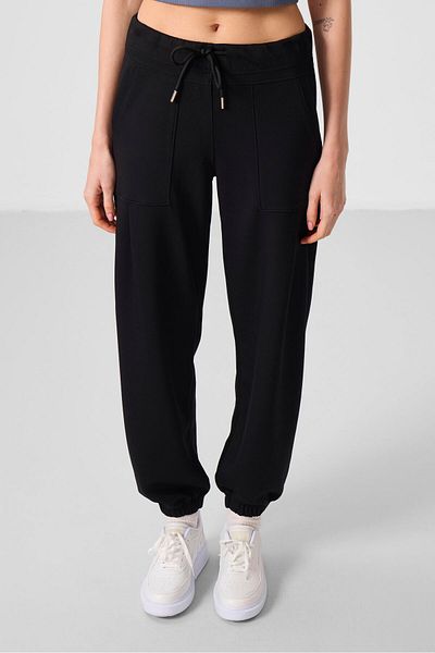 TOMMY LIFE Black Soft Textured Women's Comfortable Form Trousers with Pocket Detail - 94672