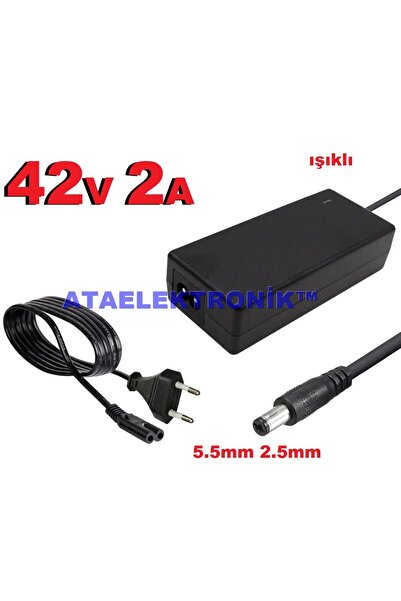 ATAELEKTRONİK 42V 2A Scooter Rks A3 Bisiklet Şarj Adaptörü 5.5/2.5mm UÇ Lapto...