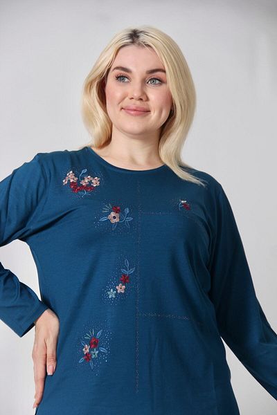 TRENDSE Bluză pentru mamă, țesătură din viscoză cu mărgele de mărime mare brodata