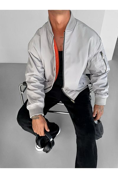 ablukaonline Ανδρικό Basic Bomber Jacket Γκρι