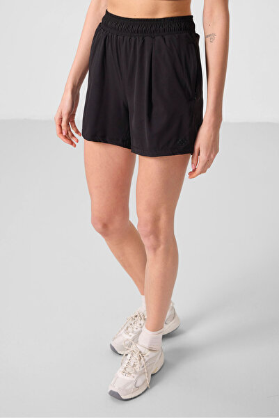 TOMMY LIFE Siyah Gizli Cep Fermuarlı Rahat Form Kadın Şort - 91014