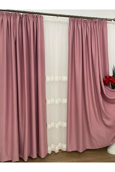 Liz Line Set doua draperii blackout, pink, "Monocrom Signature" by Liz Line, cu rejansa 2x300x245 DR53