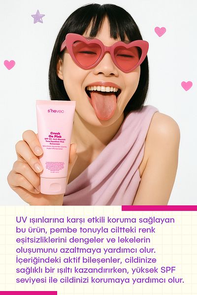 SHE VEC Crush on Pink - Spf 50+ Anti-Blemish and Tone Equalizing Pink Sunscreen