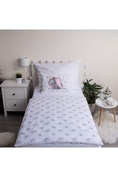 Dumbo Set 2 piese lenjerie de pat, Husa pilota, 100x135 cm, husa perna, 40x60 cm, Multicolor, Disney Dumbo