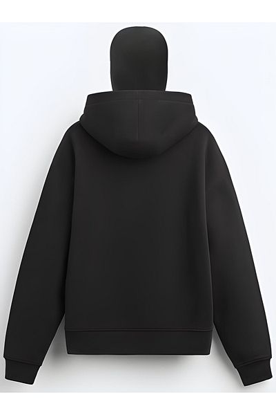 Edizen Bazaar Holigan Black Snow Masquerade Plain Oversize Hooded Sweatshirt