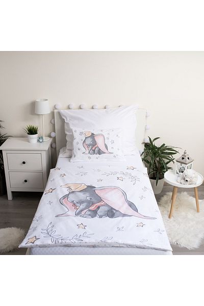 Dumbo Set 2 piese lenjerie de pat, Husa pilota, 100x135 cm, husa perna, 40x60 cm, Multicolor, Disney Dumbo