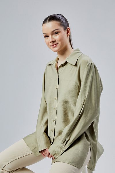 Bolivente Cămașă oversize verde cu detaliu cu fante