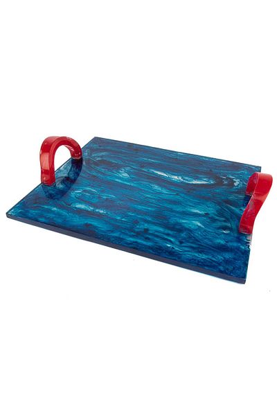 Mikasa Moor Misty Blue Red Tray 34x27x6 cm