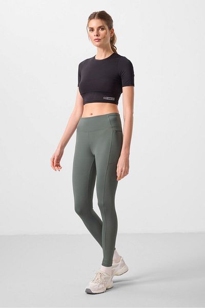 TOMMY LIFE Khaki Stretchy Standard Fit Performance Women's Leggings - 94667