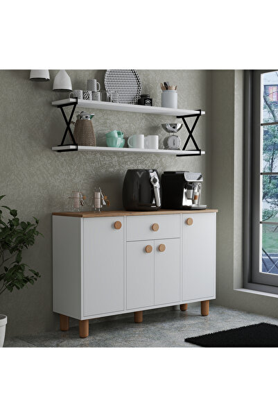 SESA MOBİLYA AKSESUARLARI Zeus raflı kahve köşesi, dresuar, şifonyer, konsol,...