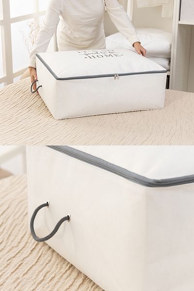 REKHOME Set of 2 Gray Printed Large Size under Base Sofa Bed Type Pillow Quilt Sweater Organizer Clothing Bag