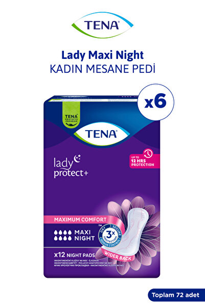 TENA Lady Maxi Night 8 Damla Kadın Mesane Pedi 12'li 6 Paket
