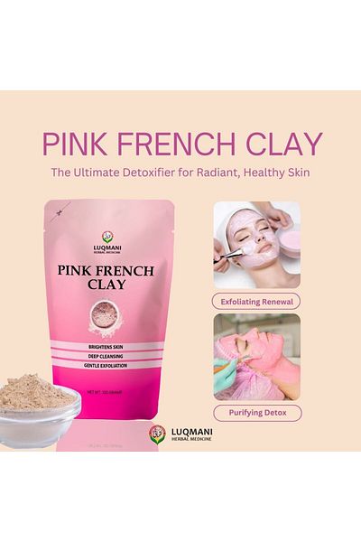 Luqmani herbs French Pink Clay 200 gram Pack for Glowing Skin