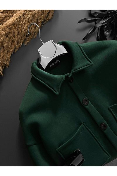 ablukaonline Πράσινο Ανδρικό Oversize Basic Άνετο Μπουφάν